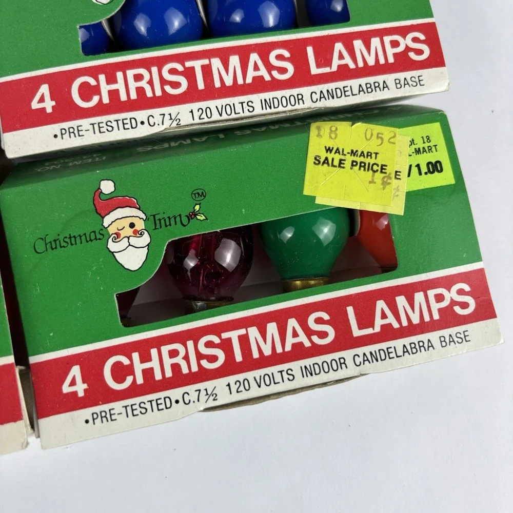 VTG CHRISTMAS C-7 LIGHT BULBS,  3 ELECTRICAL CORDS NEW AND USED